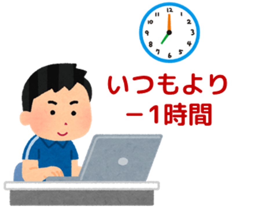 アイコン：⑧パソコンの使用時間を普段より1時間短くした