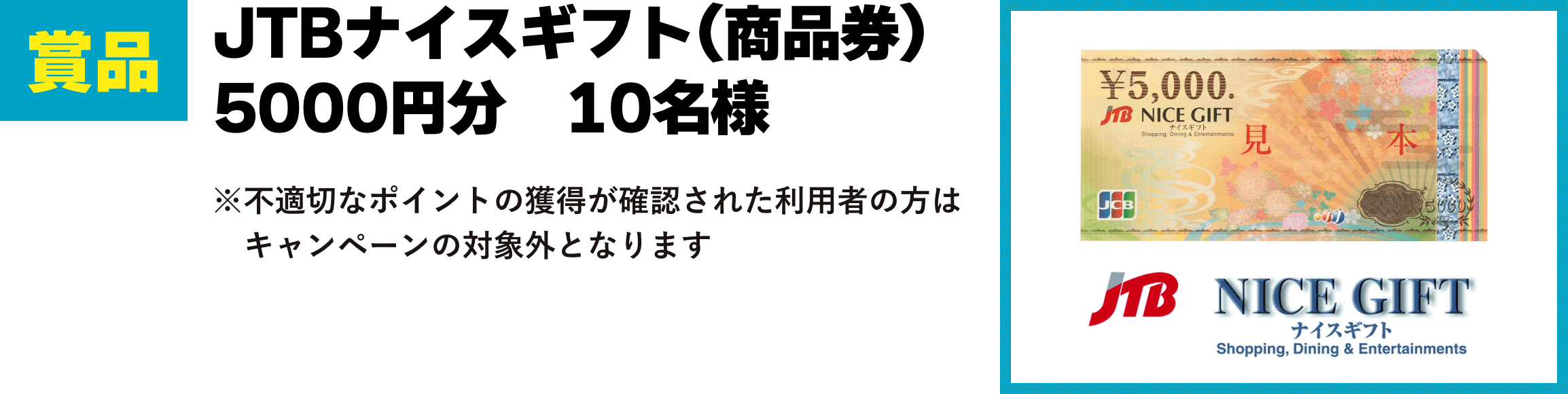 JTBナイスギフト(商品券）5000円分　10名様